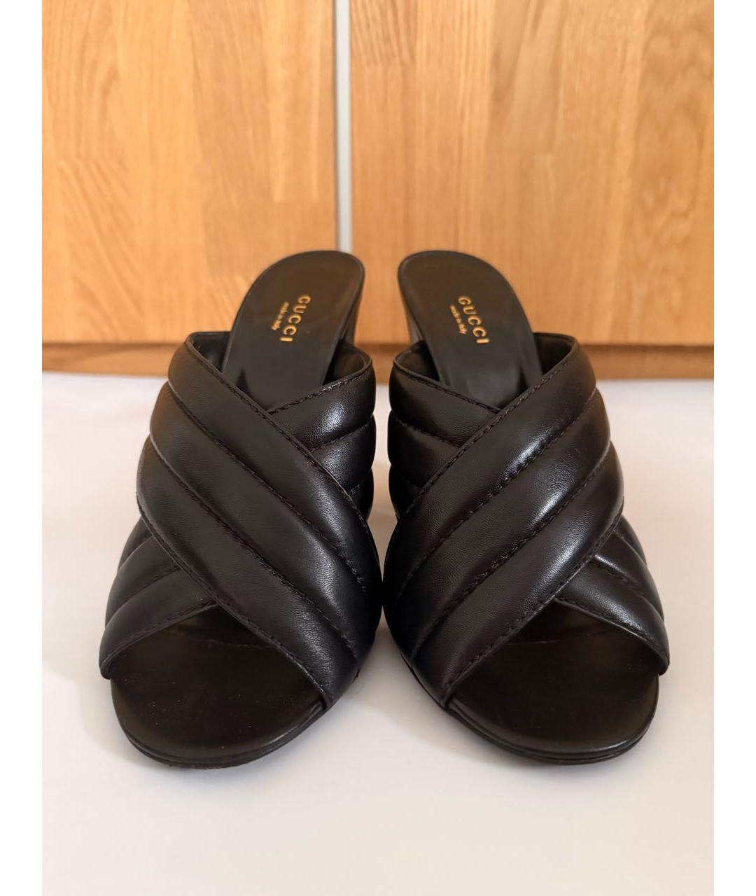 GUCCI Черные кожаные мюли, фото 2