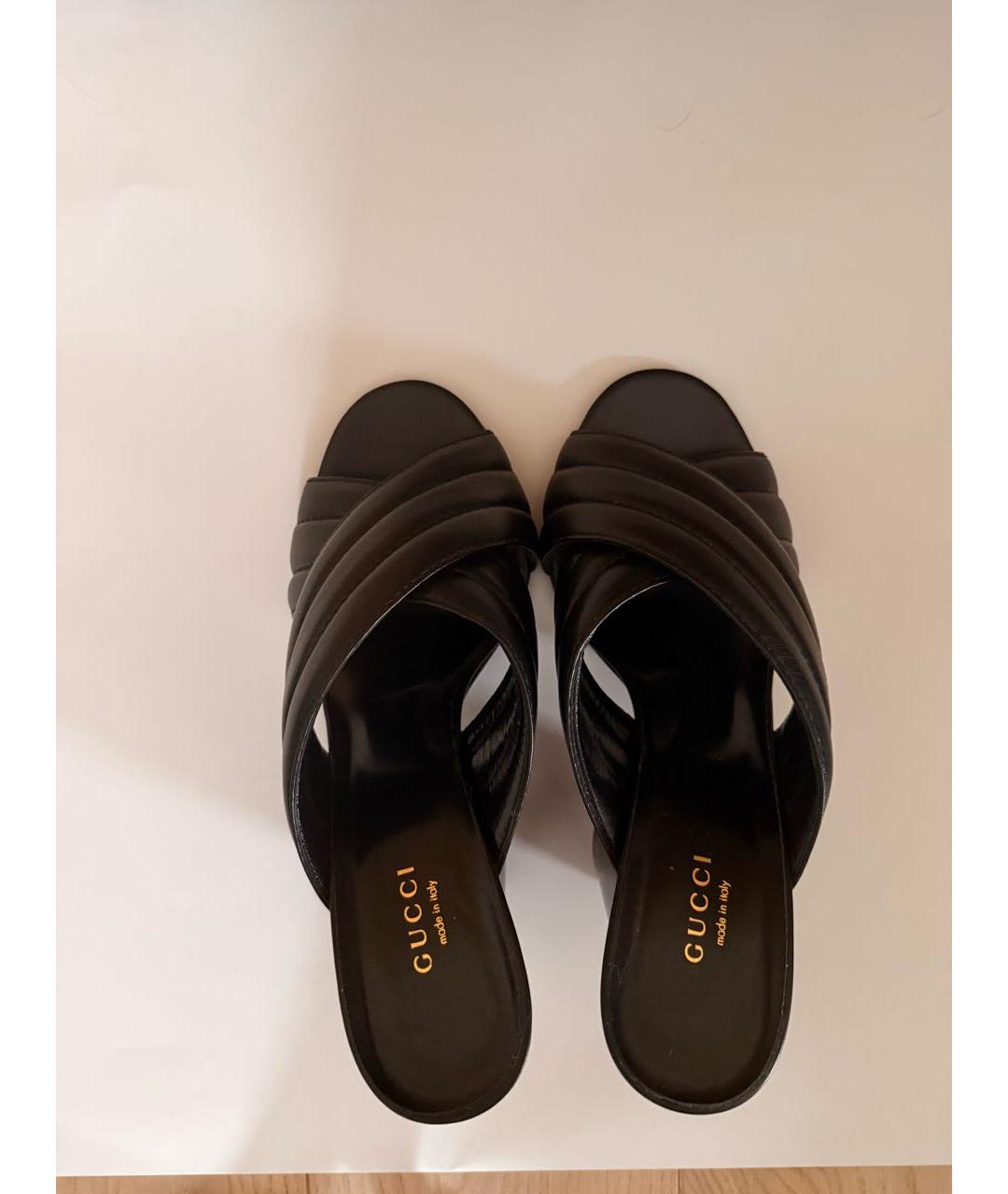 GUCCI Черные кожаные мюли, фото 3