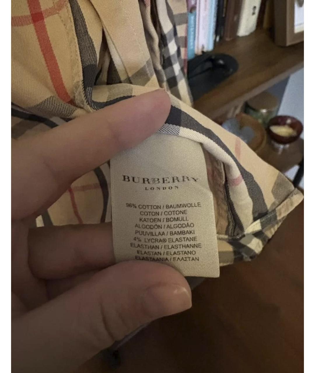 BURBERRY Бежевая хлопковая рубашка, фото 5