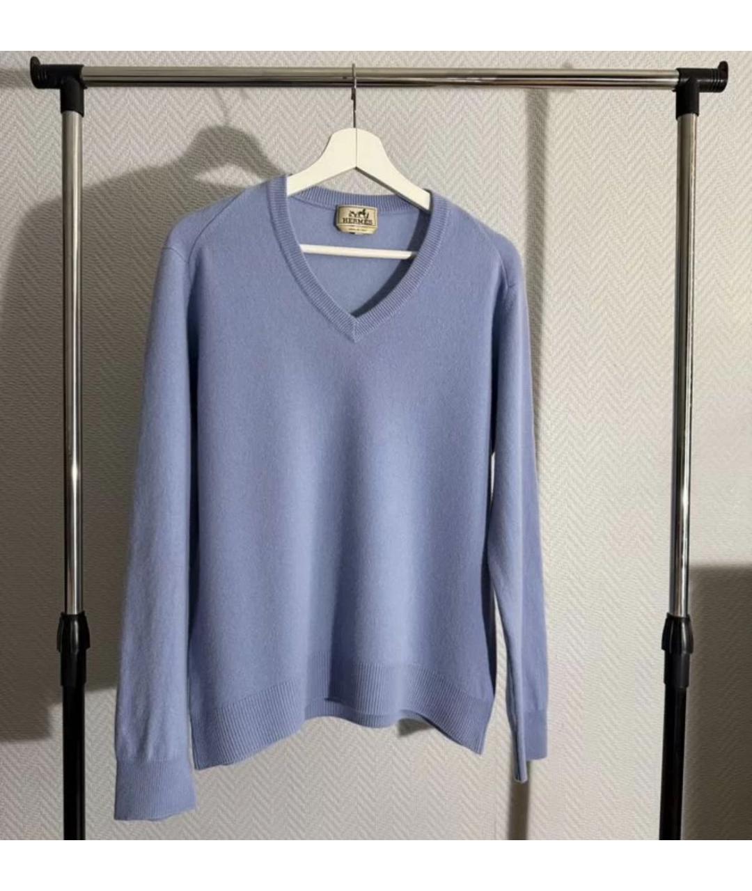HERMES Голубой кашемировый джемпер / свитер, фото 7
