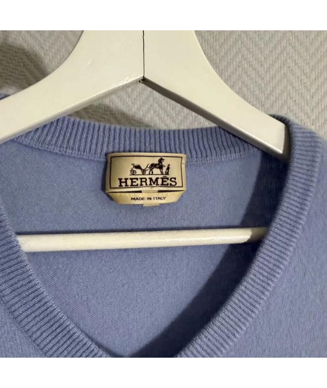 HERMES Голубой кашемировый джемпер / свитер, фото 4