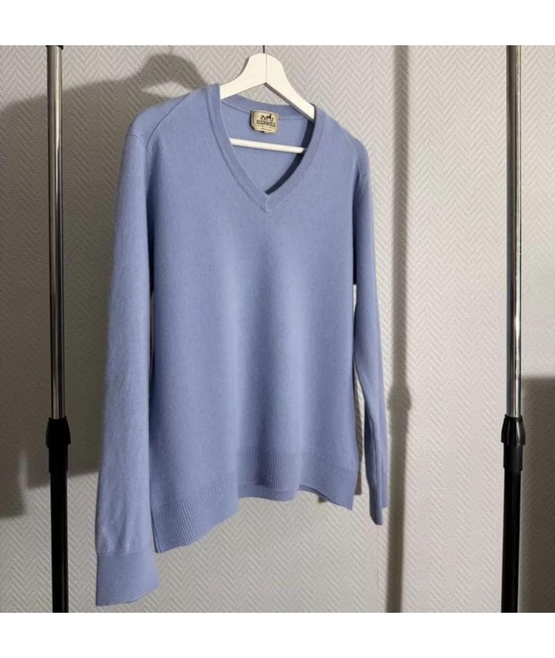 HERMES Голубой кашемировый джемпер / свитер, фото 2