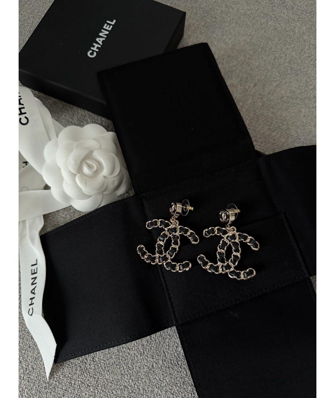 CHANEL Черные серьги, фото 4