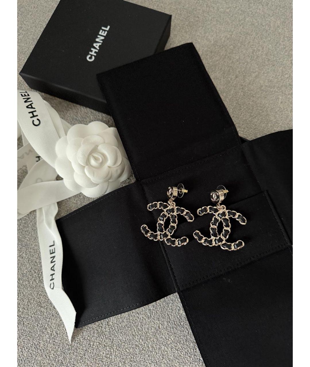 CHANEL Черные серьги, фото 5