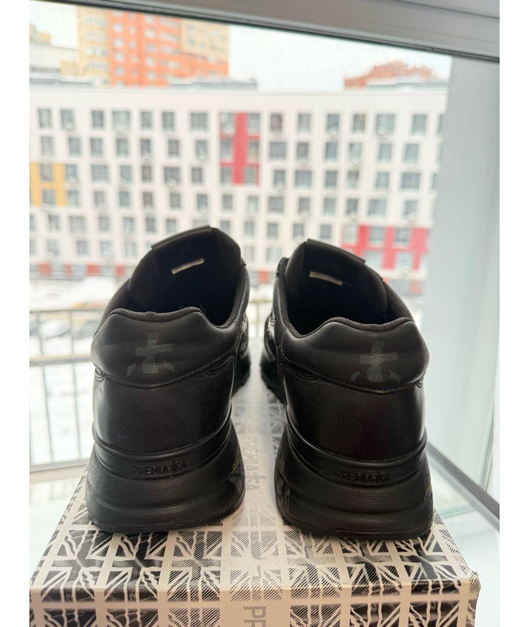PREMIATA Черные кожаные низкие кроссовки / кеды, фото 4