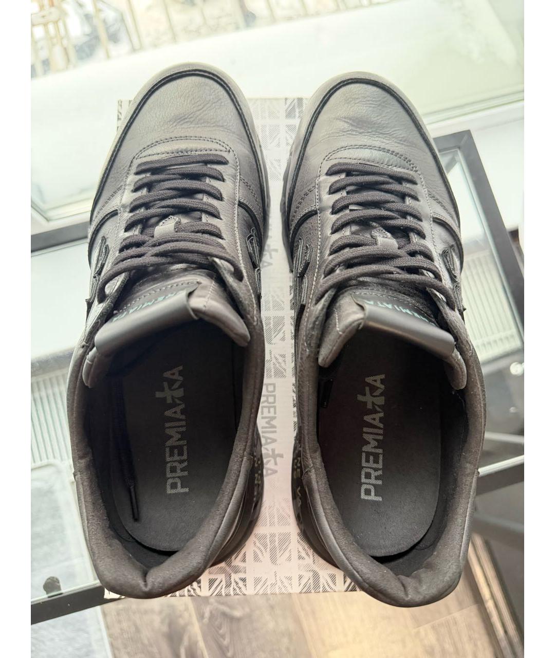 PREMIATA Черные кожаные низкие кроссовки / кеды, фото 3