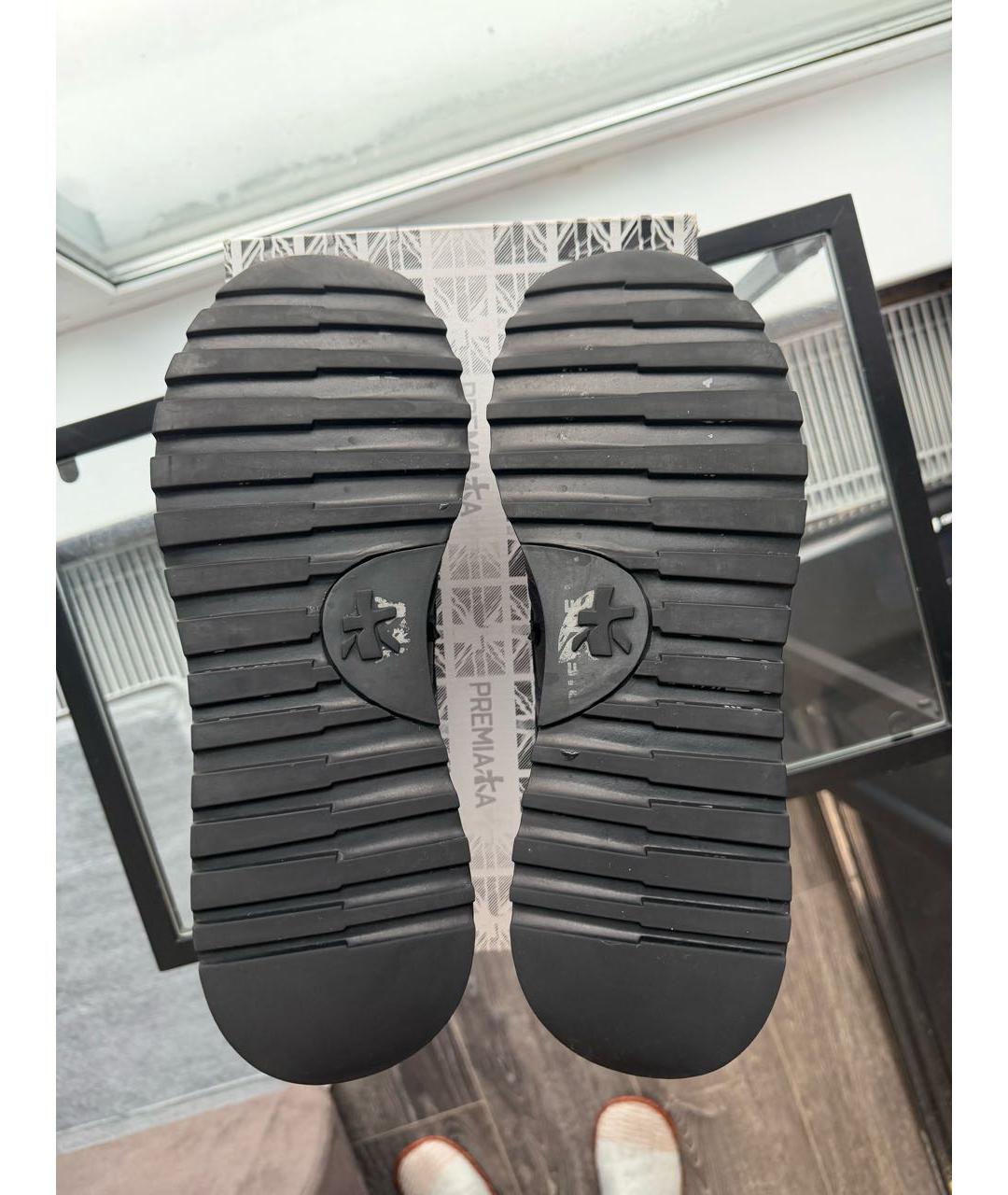 PREMIATA Черные кожаные низкие кроссовки / кеды, фото 8