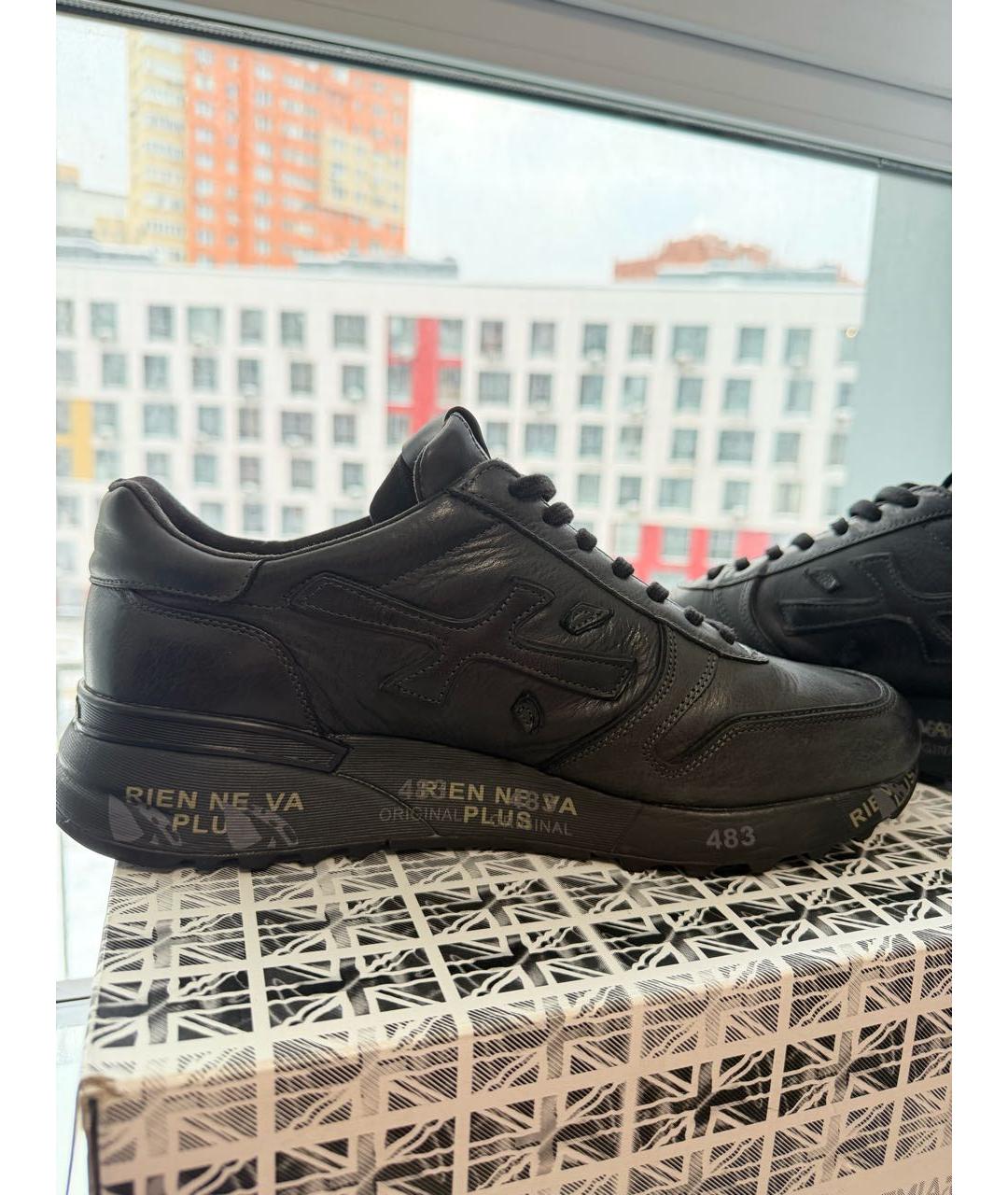 PREMIATA Черные кожаные низкие кроссовки / кеды, фото 7