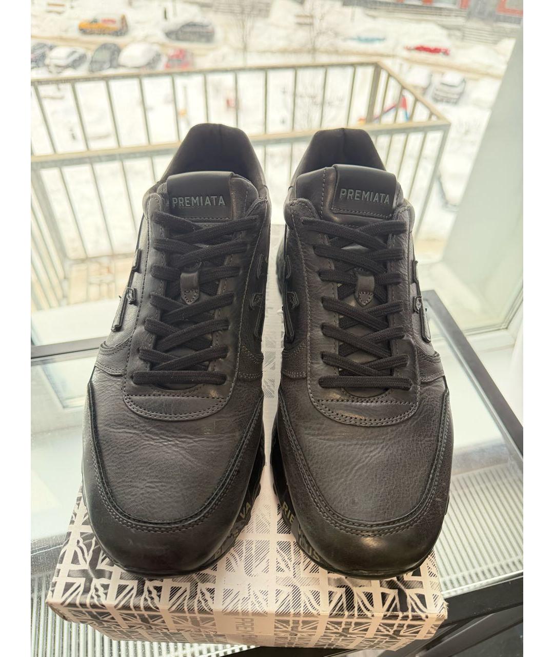 PREMIATA Черные кожаные низкие кроссовки / кеды, фото 2