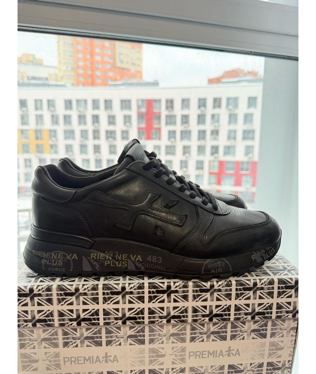 PREMIATA Черные кожаные низкие кроссовки / кеды, фото 9