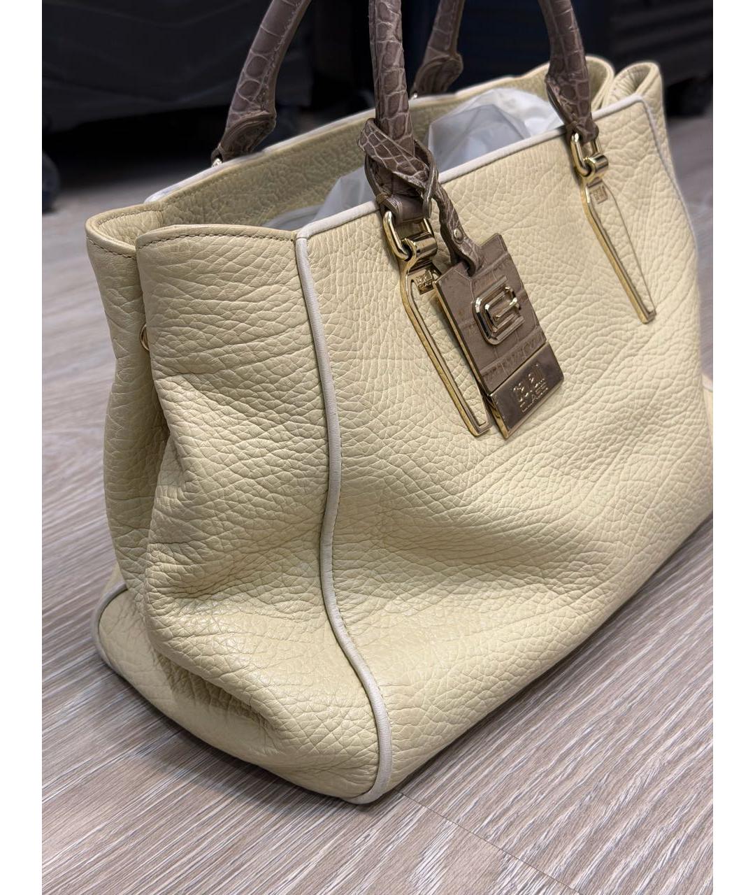 CAVALLI CLASS Бежевая кожаная сумка тоут, фото 2