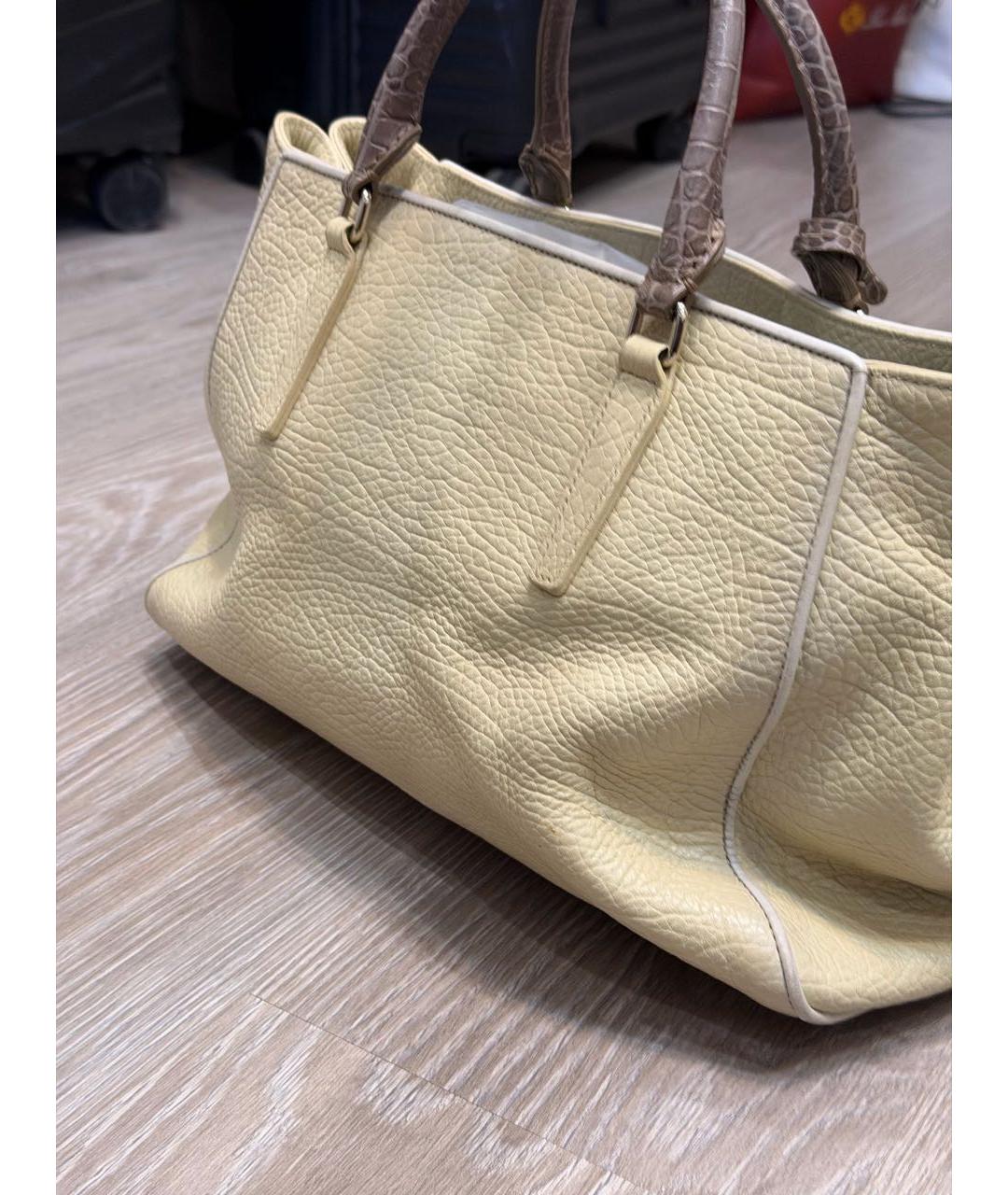 CAVALLI CLASS Бежевая кожаная сумка тоут, фото 4
