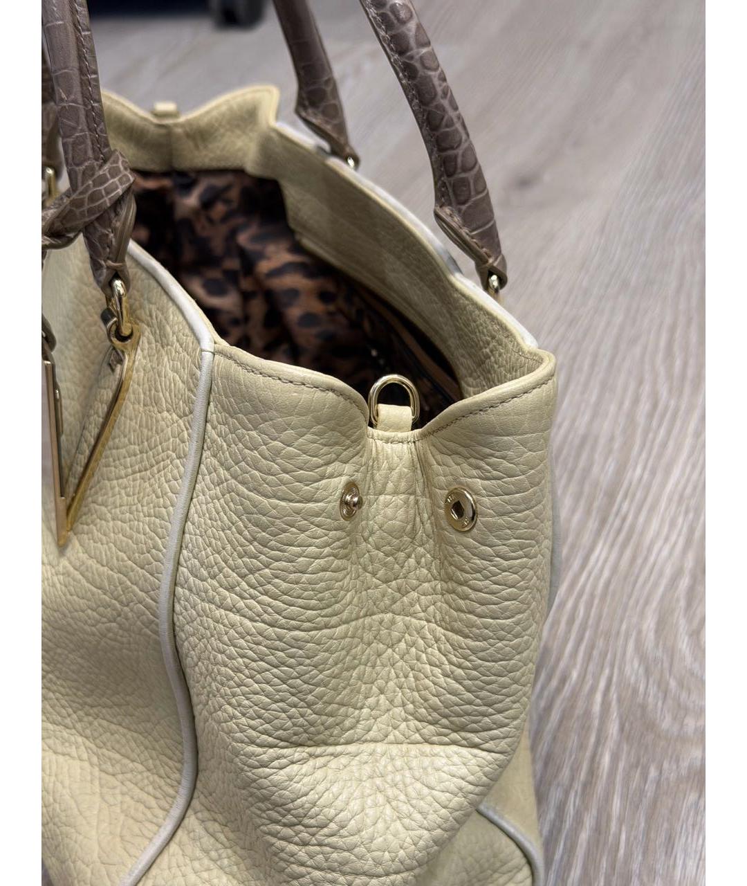 CAVALLI CLASS Бежевая кожаная сумка тоут, фото 8