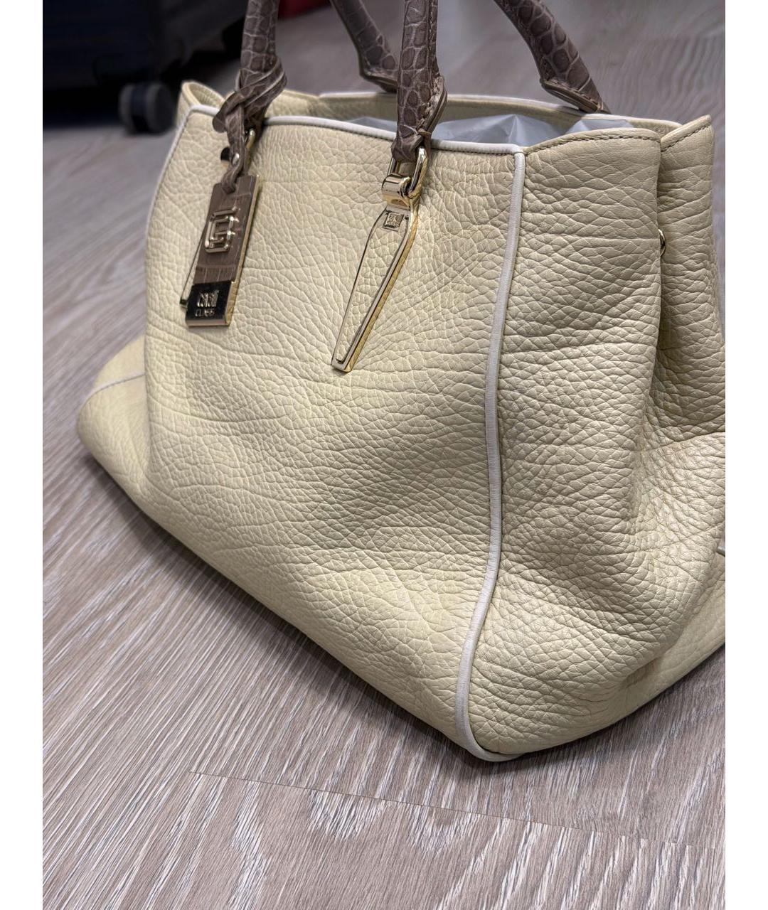 CAVALLI CLASS Бежевая кожаная сумка тоут, фото 3