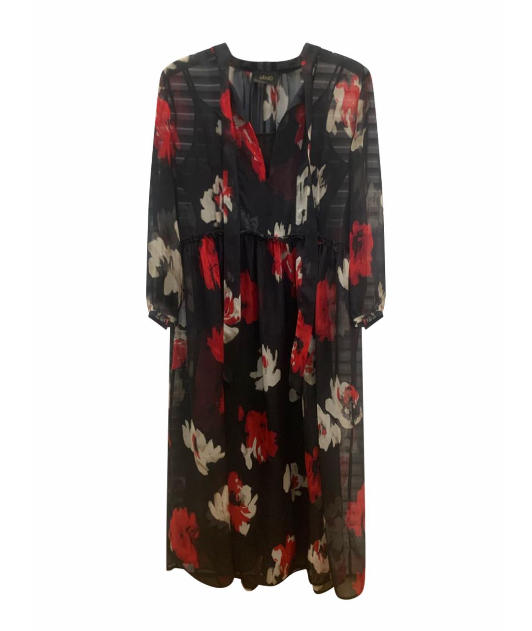 LIU JO Черное шелковое коктейльное платье, фото 1