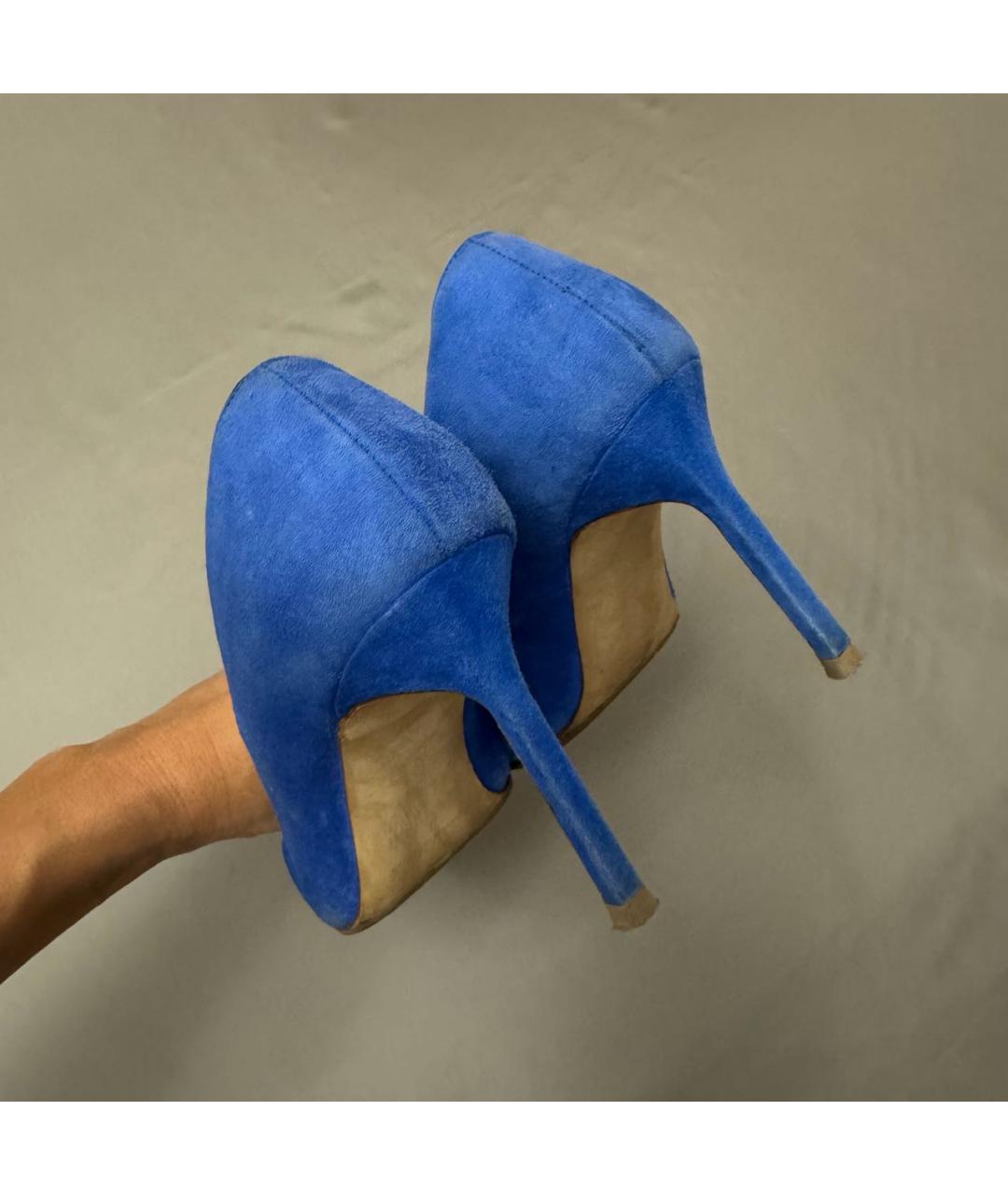 MANOLO BLAHNIK Синие замшевые туфли, фото 4