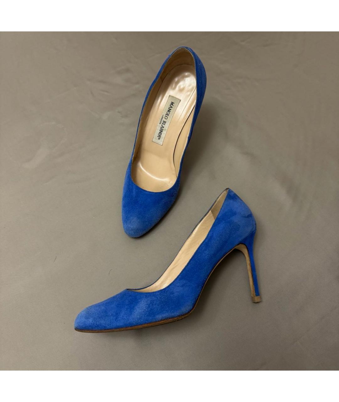 MANOLO BLAHNIK Синие замшевые туфли, фото 9