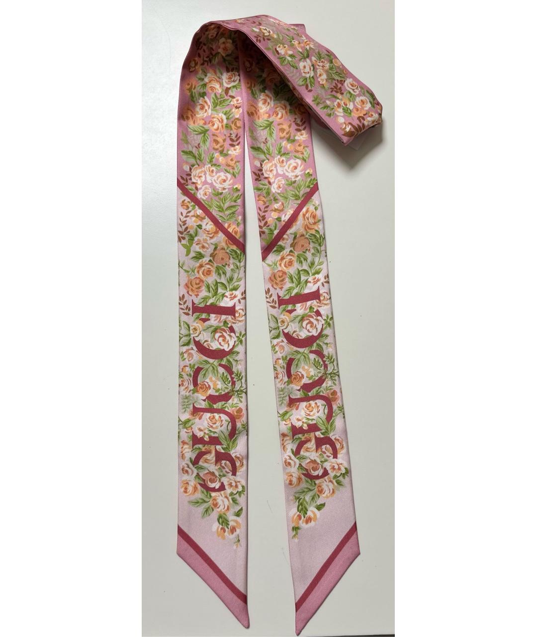 GUCCI Розовый шелковый платок, фото 9