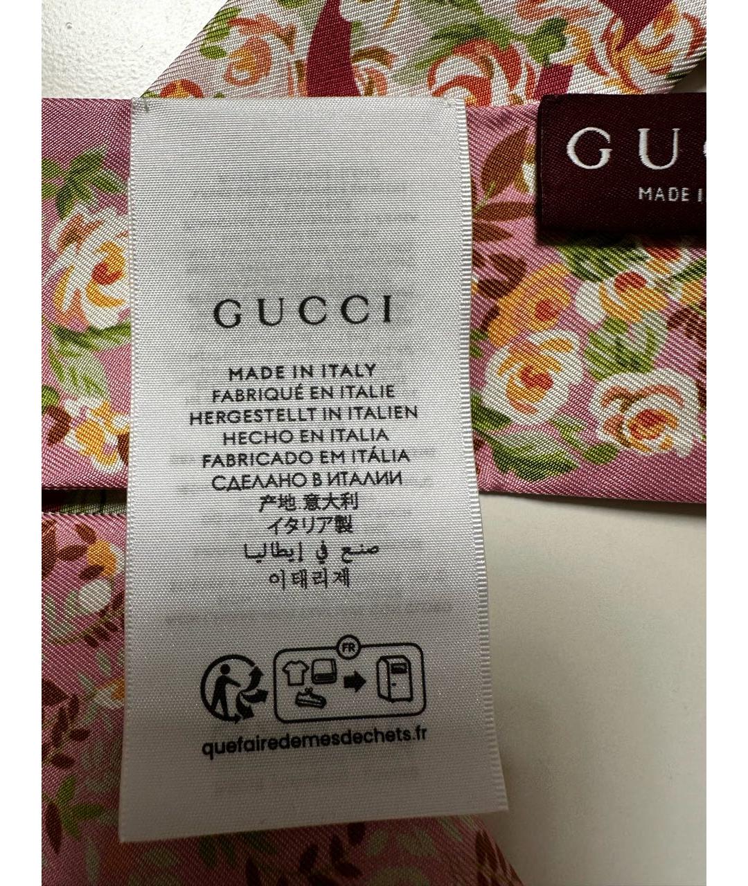 GUCCI Розовый шелковый платок, фото 7