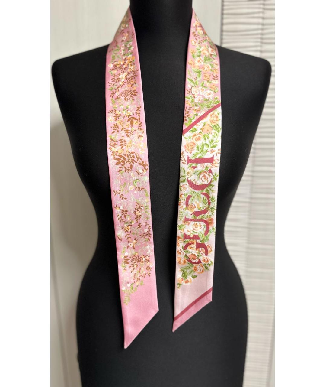 GUCCI Розовый шелковый платок, фото 6