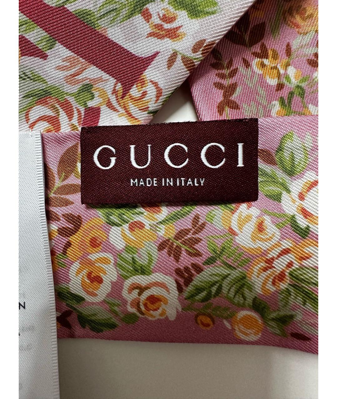 GUCCI Розовый шелковый платок, фото 5