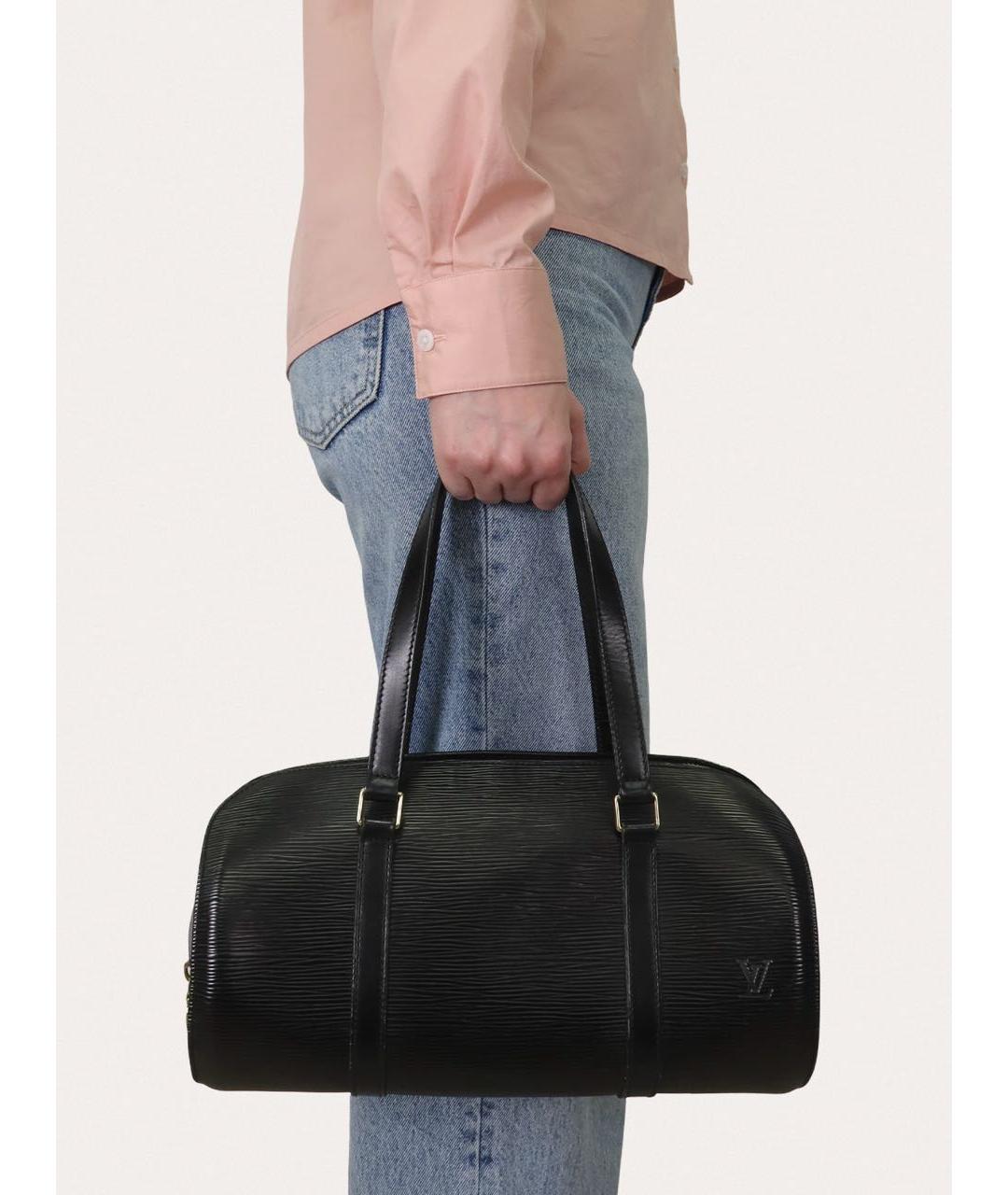 LOUIS VUITTON Черная кожаная сумка с короткими ручками, фото 8