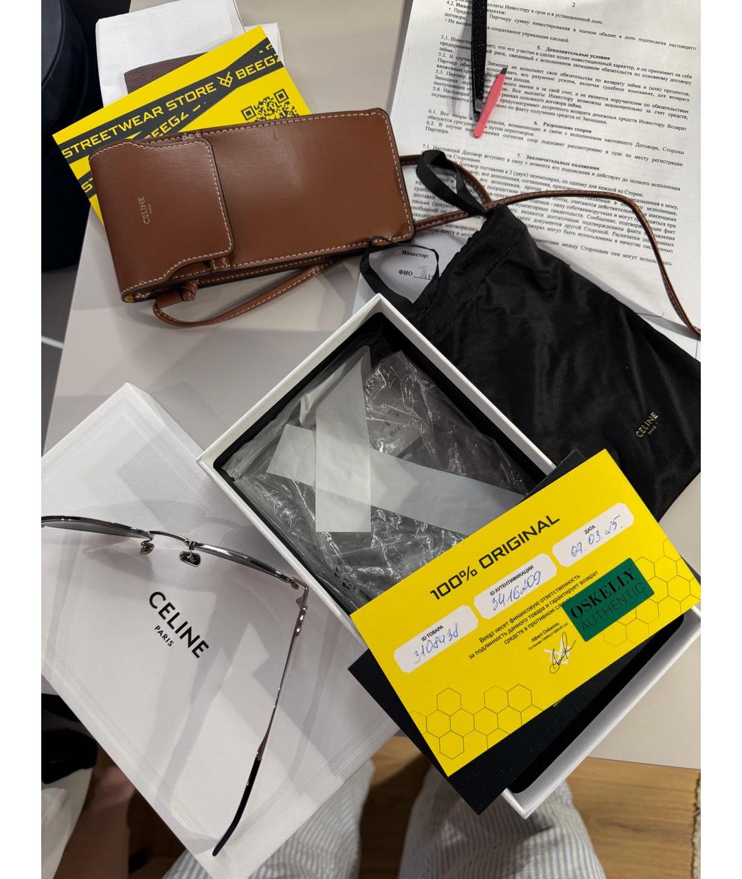 CELINE Серые металлические солнцезащитные очки, фото 5