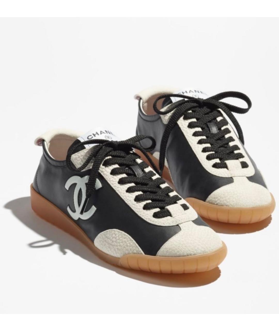 CHANEL Черные кожаные кеды, фото 2