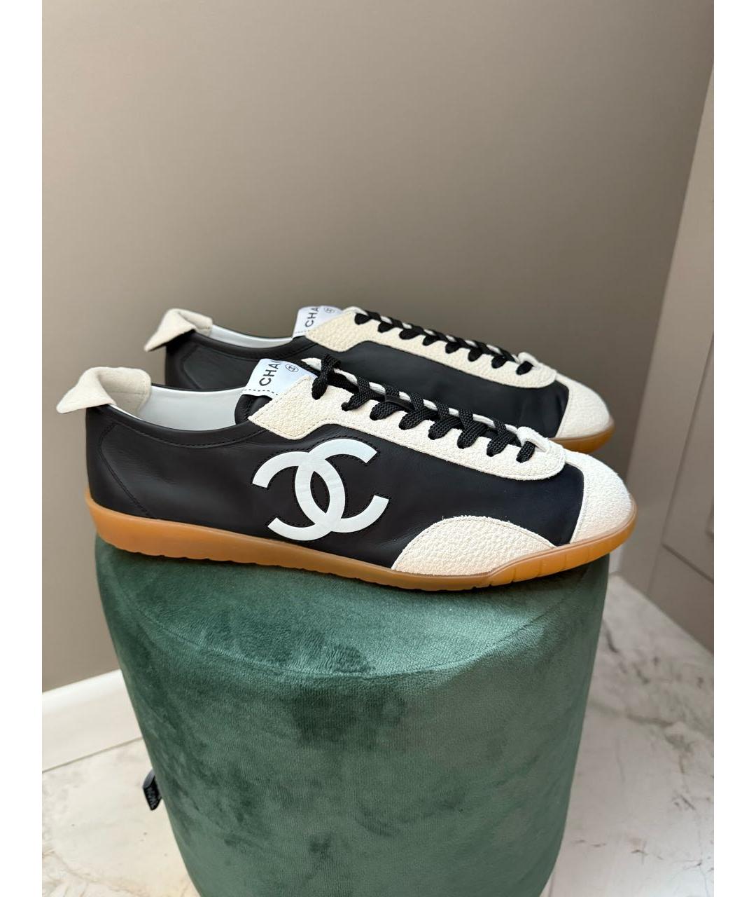 CHANEL Черные кожаные кеды, фото 6