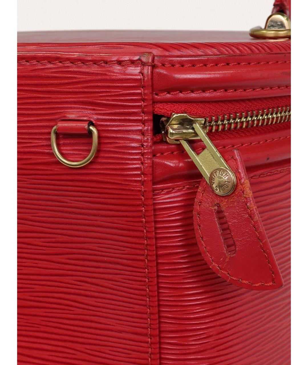 LOUIS VUITTON Красная кожаная сумка с короткими ручками, фото 6