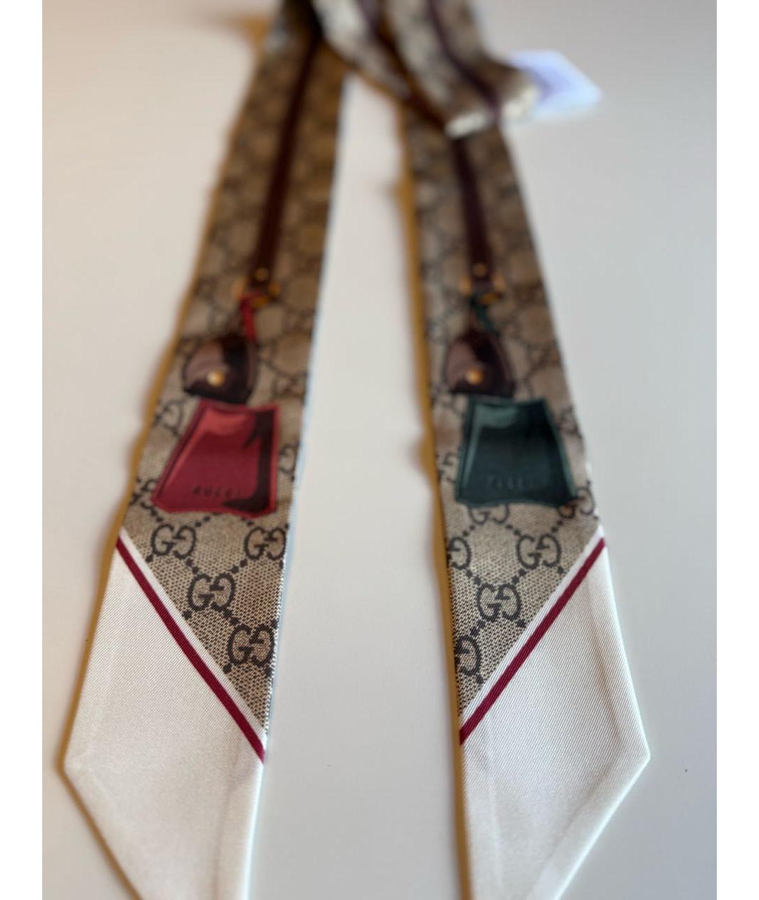 GUCCI Коричневый шелковый платок, фото 5