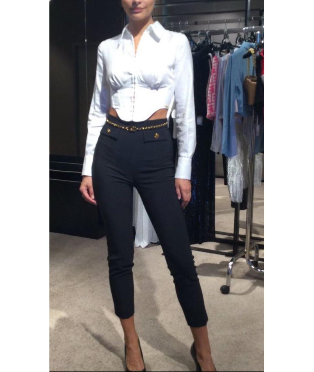 ELISABETTA FRANCHI Черные полиэстеровые брюки узкие, фото 8