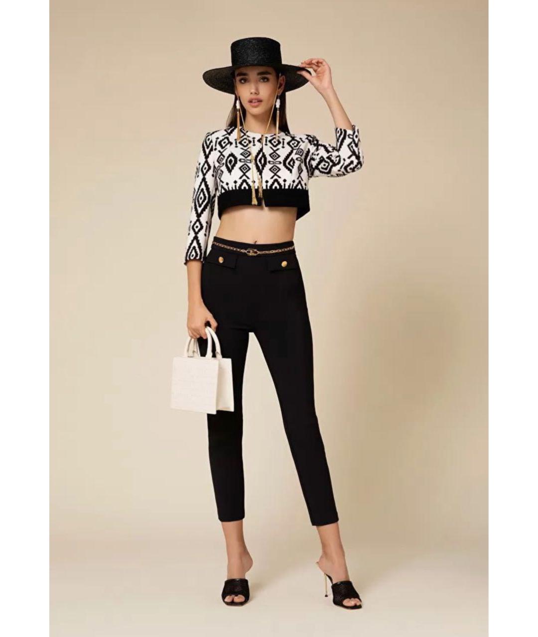 ELISABETTA FRANCHI Черные полиэстеровые брюки узкие, фото 7