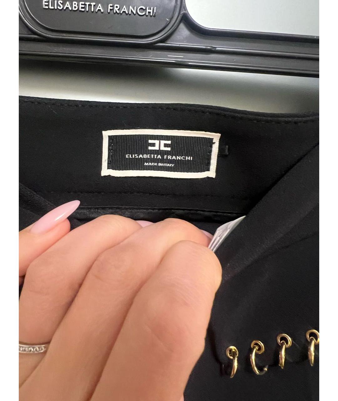 ELISABETTA FRANCHI Черные полиэстеровые брюки узкие, фото 3