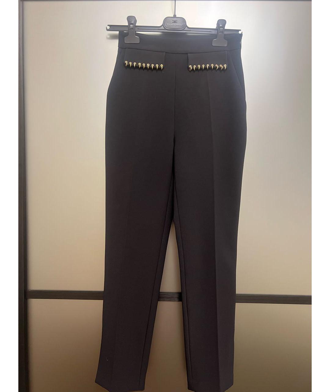 ELISABETTA FRANCHI Черные полиэстеровые брюки узкие, фото 6