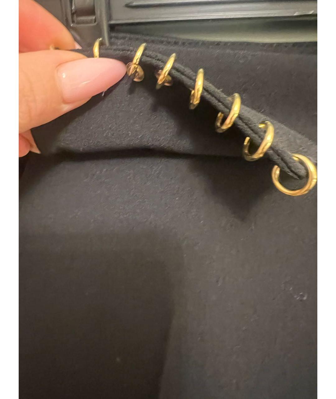 ELISABETTA FRANCHI Черные полиэстеровые брюки узкие, фото 4