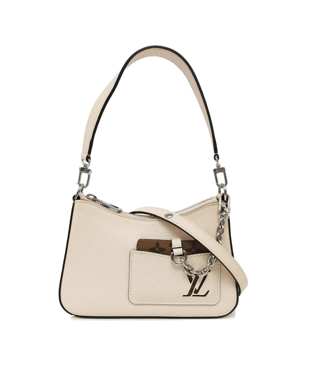 LOUIS VUITTON Бежевая кожаная сумка через плечо, фото 8