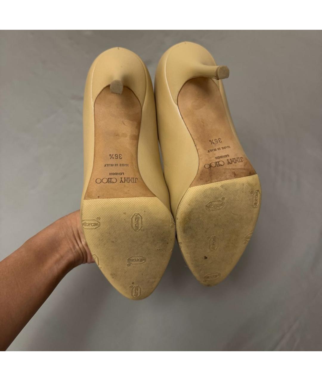 JIMMY CHOO Бежевые кожаные туфли, фото 6