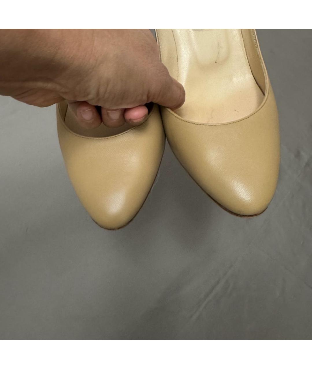 JIMMY CHOO Бежевые кожаные туфли, фото 4