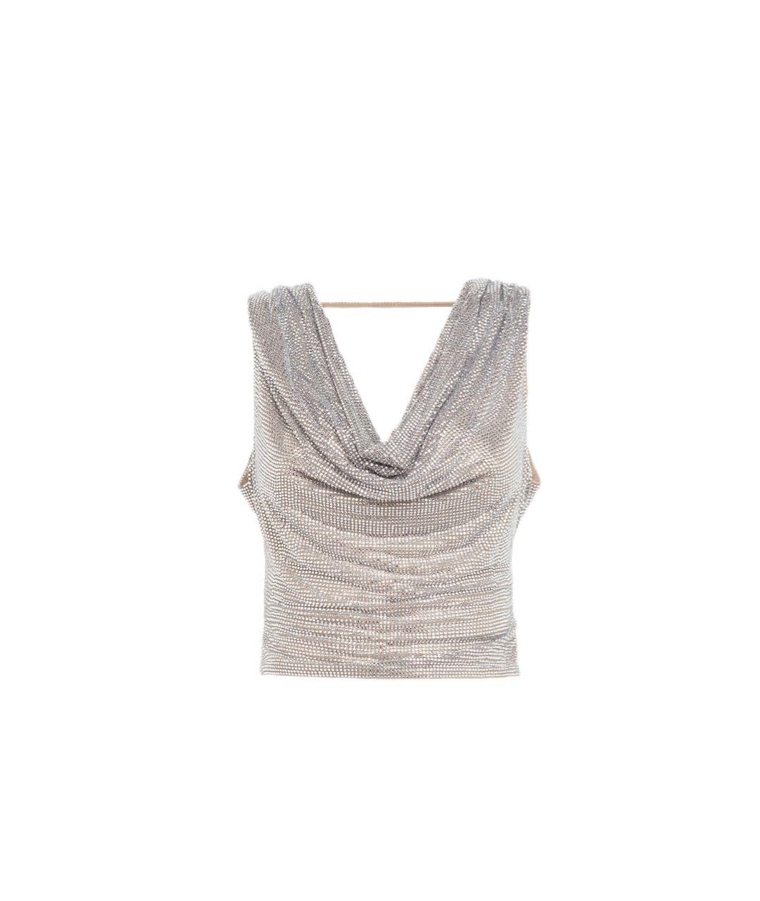 GIUSEPPE DI MORABITO Серебряная полиамидовая майка, фото 5