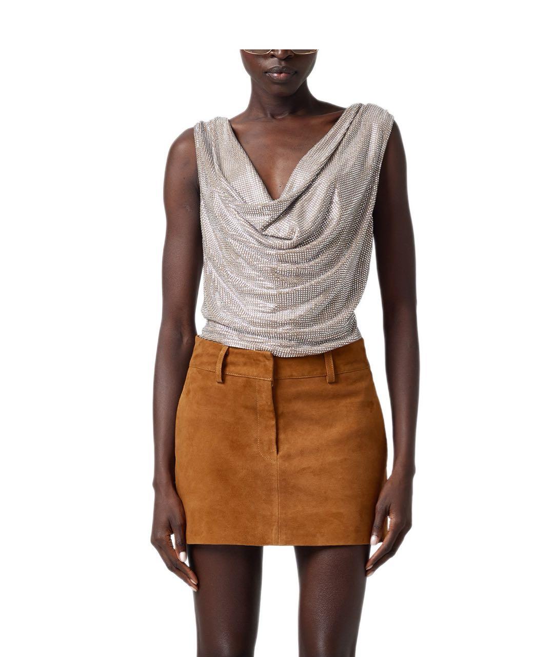 GIUSEPPE DI MORABITO Серебряная полиамидовая майка, фото 3