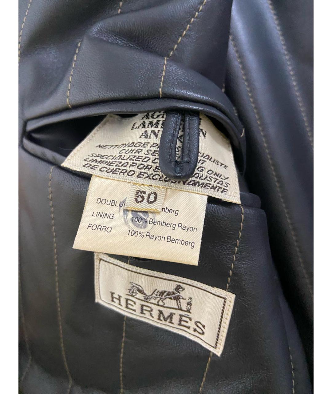 HERMES Черная кожаная куртка, фото 5