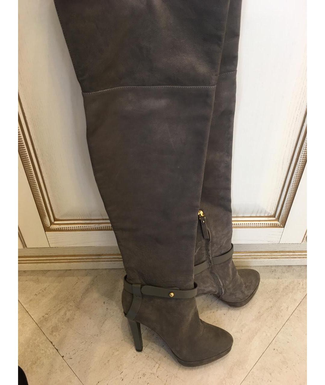 SERGIO ROSSI Хаки нубуковые ботфорты, фото 2