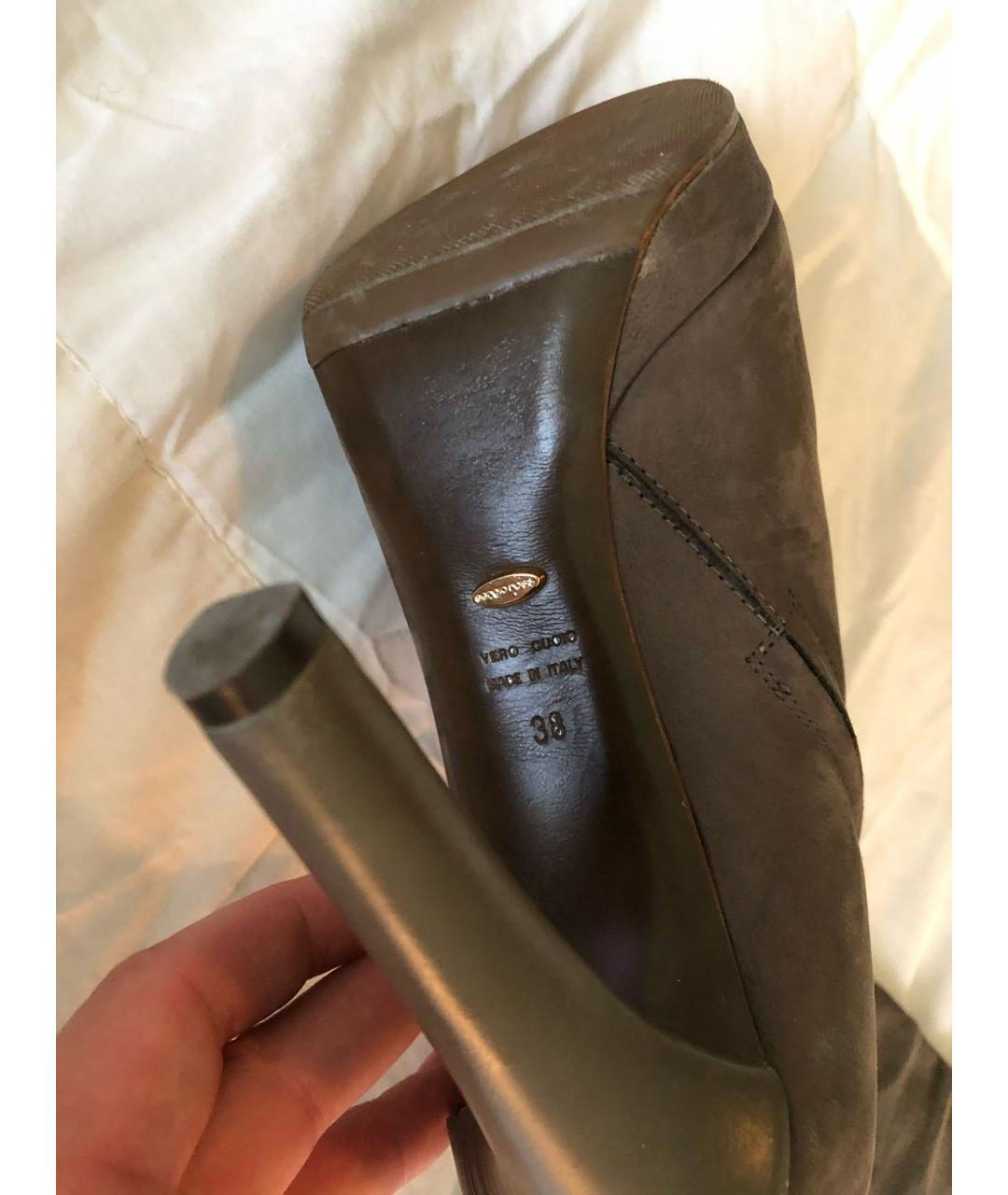 SERGIO ROSSI Хаки нубуковые ботфорты, фото 3