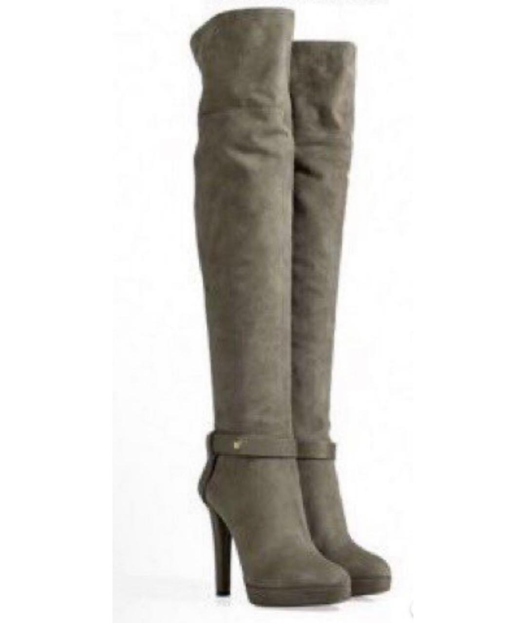 SERGIO ROSSI Хаки нубуковые ботфорты, фото 8