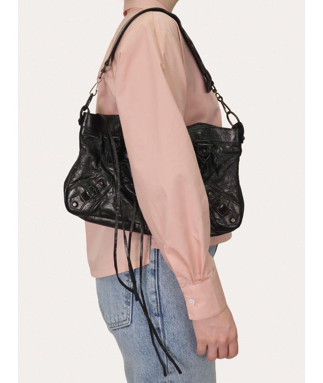 BALENCIAGA Черная кожаная сумка через плечо, фото 8