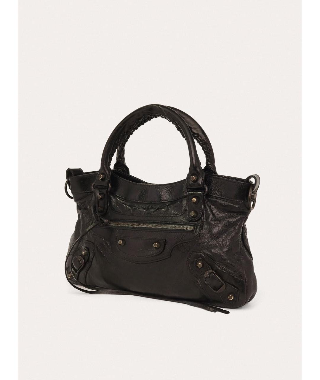 BALENCIAGA Черная кожаная сумка через плечо, фото 2