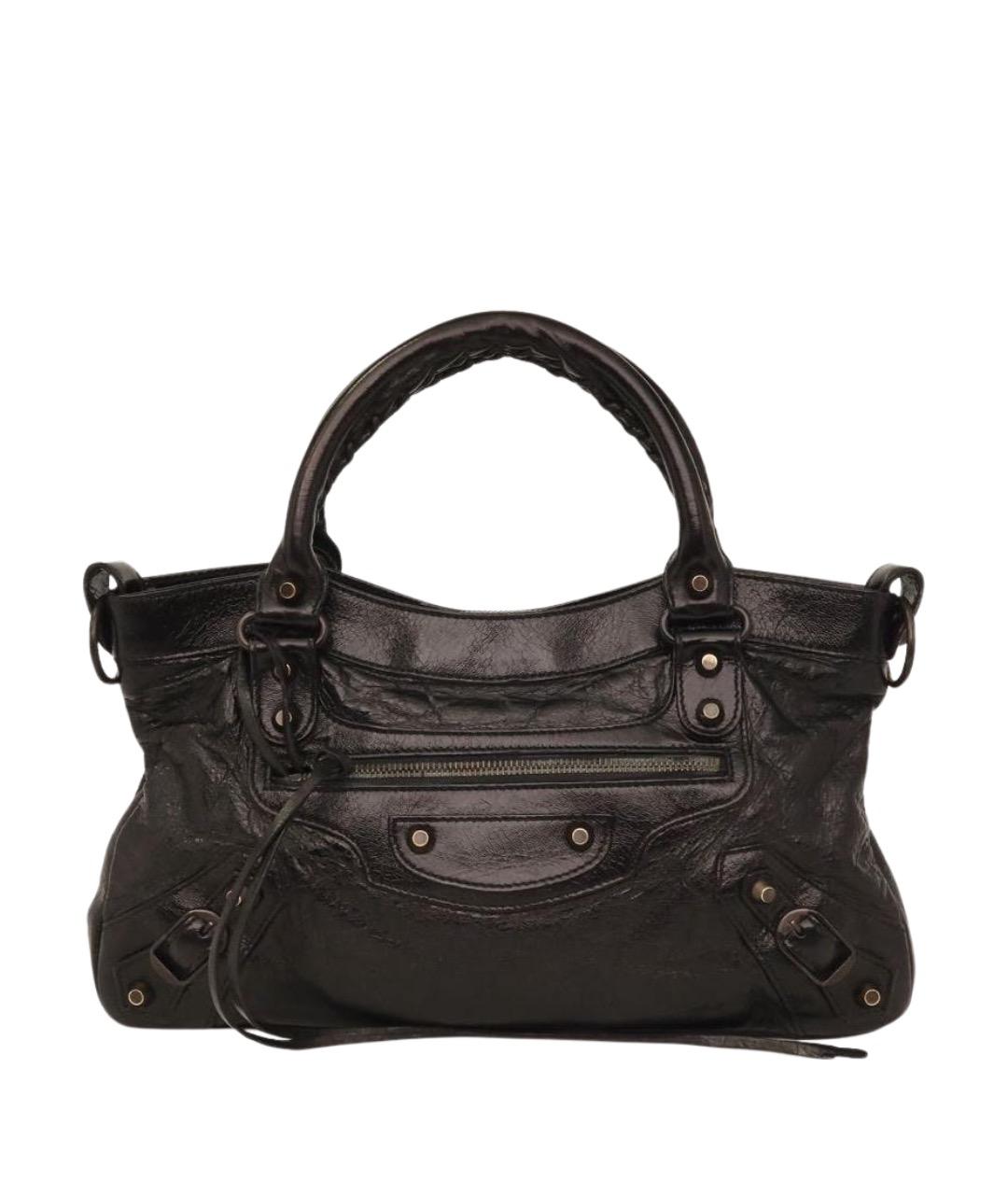 BALENCIAGA Черная кожаная сумка через плечо, фото 1