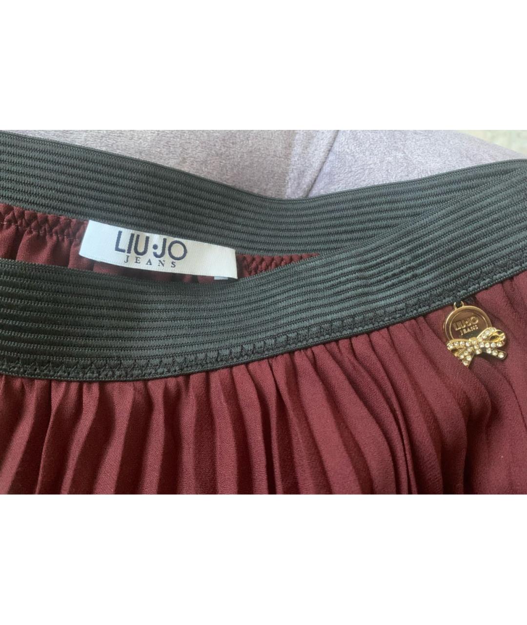 LIU JO Бордовая полиэстеровая юбка макси, фото 3
