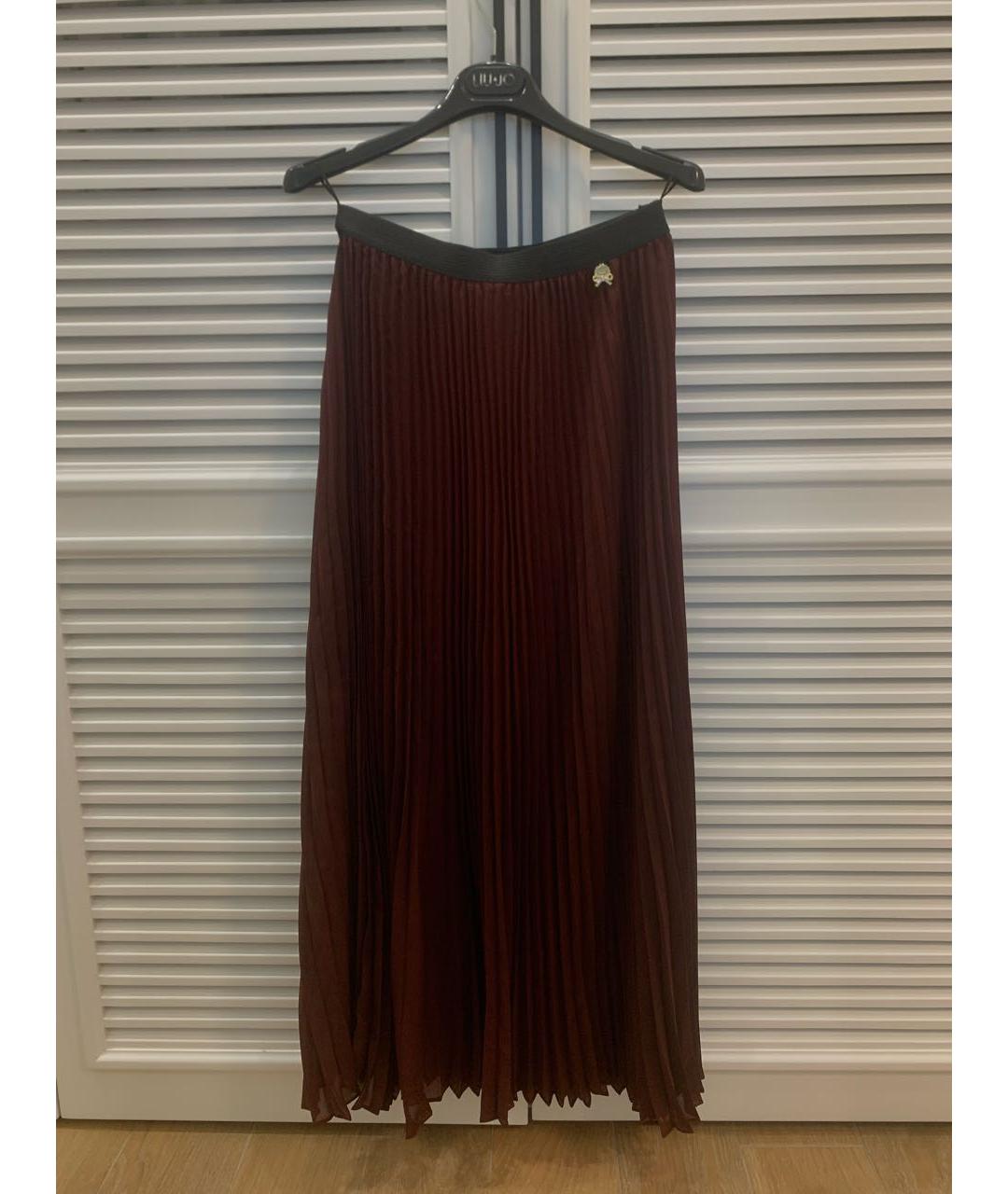 LIU JO Бордовая полиэстеровая юбка макси, фото 5